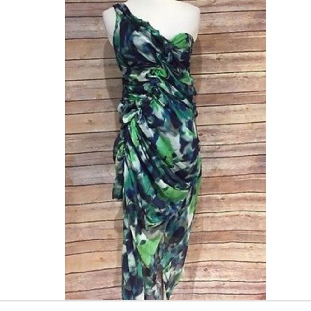 Diane von Furstenberg DVF Silk Wrap Dress Green Blue Size 2